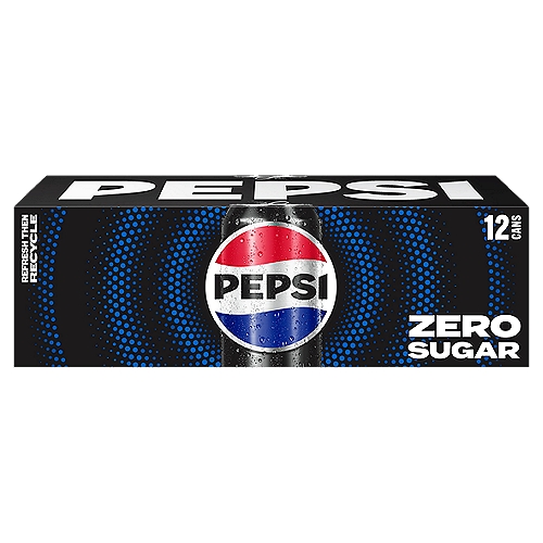 Pepsi Zero Sugar Soda, 12 fl oz, 12 count