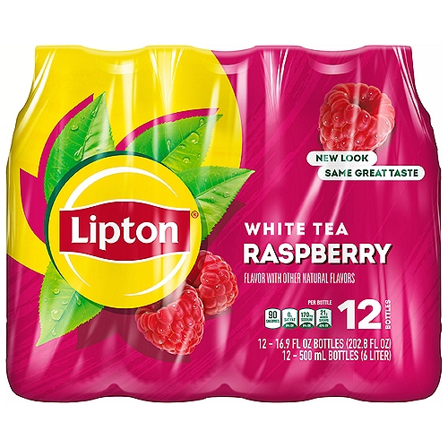 Lipton White Tea, Raspberry, 16.9 Fl Oz, 12 Count