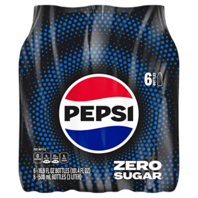 Pepsi Zero Sugar Soda, Cola, 16.9 Fl Oz, 6 Count