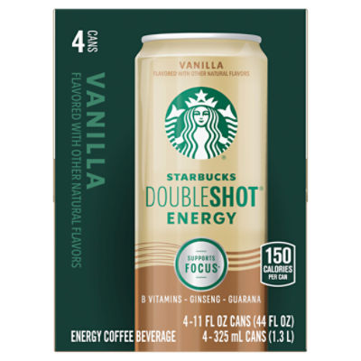 Starbucks Doubleshot Energy Vanilla Energy Coffee Beverage, 11 fl oz, 4 count, 44 liq ounce