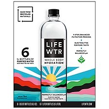 LifeWtr, Purified Water, 1 L, 6 Count