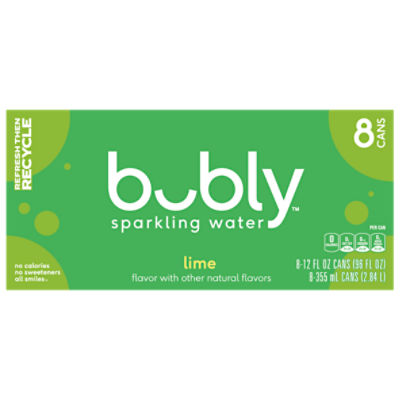 Bubly Sparkling Water, Lime, 12 Fl Oz, 8 Count Fairway