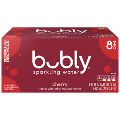 Bubly Sparkling Water, Cherry, 12 Fl Oz, 8 Count Fairway
