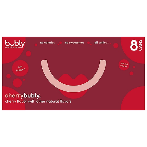 Bubly Sparkling Water, Cherry, 12 Fl Oz, 8 Count