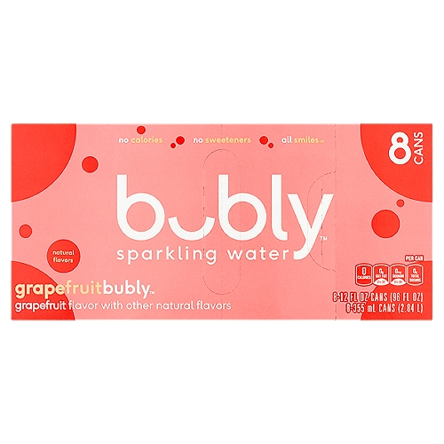 Bubly Grapefruit Sparkling Water, 12 fl oz, 8 count
All smiles™

We've got to stop meeting like this