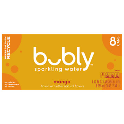 Bubly Sparkling Water, Mango, 12 Fl Oz, 8 Count ShopRite