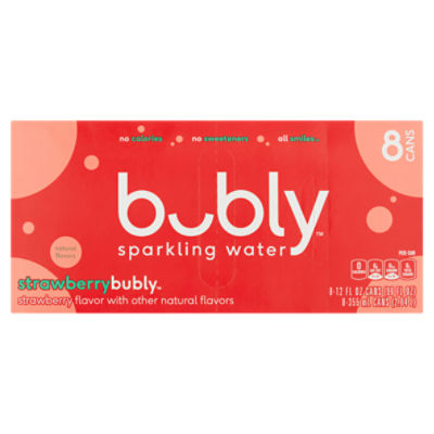 Bubly Strawberry Sparkling Water, 12 fl oz, 8 count