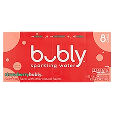 Bubly Strawberry Sparkling Water - 8 Pack Cans, 96 Fluid ounce