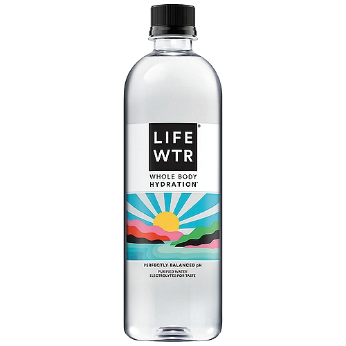 LIFE WTR Purified Water, 20 fl oz
LIFEWTR is a premium bottled water that fuses creativity and design to serve as a source of inspiration as well as hydration. LIFEWTR is a purified water, pH balanced with electrolytes added for taste.

Purified Water, pH Balanced with Electrolytes | 20 Fluid Ounces | Very Low Sodium | Calorie Free | Sugar Free
