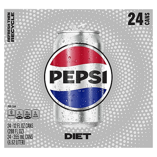 Pepsi Diet Soda, 12 fl oz, 24 count
