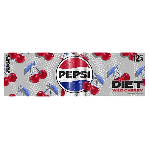 Pepsi Wild Cherry Diet Soda, 12 fl oz, 12 count