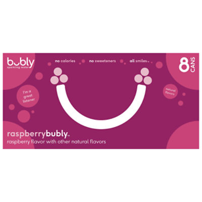 Bubly Sparkling Water, Raspberry, 12 Fl Oz, 8 Count