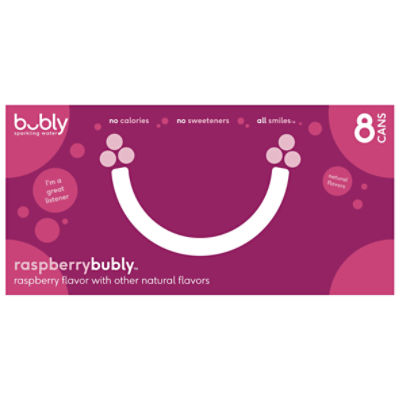 Bubly Sparkling Water, Raspberry, 12 Fl Oz, 8 Count, 96 Fluid ounce