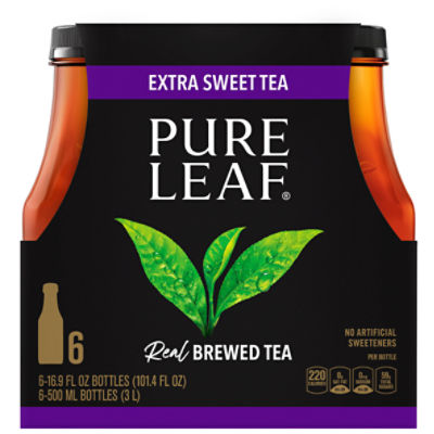 Pure Leaf Real Brewed Tea, Extra Sweet Tea, 16.9 Fl Oz, 6 Count