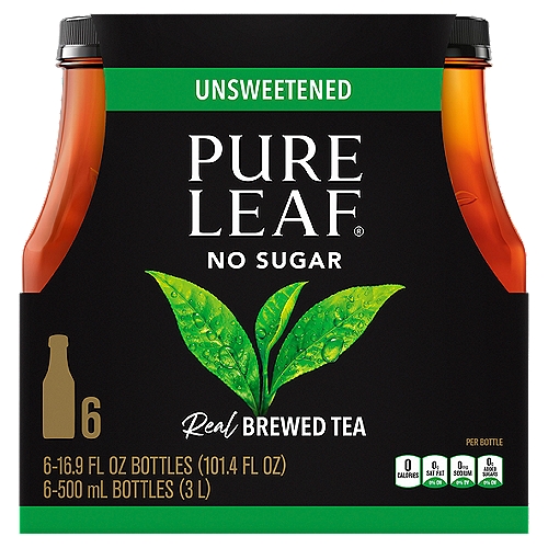 Pure Leaf Unsweetened Black Tea Real Brewed Tea, 16.9 fl oz, 6 count