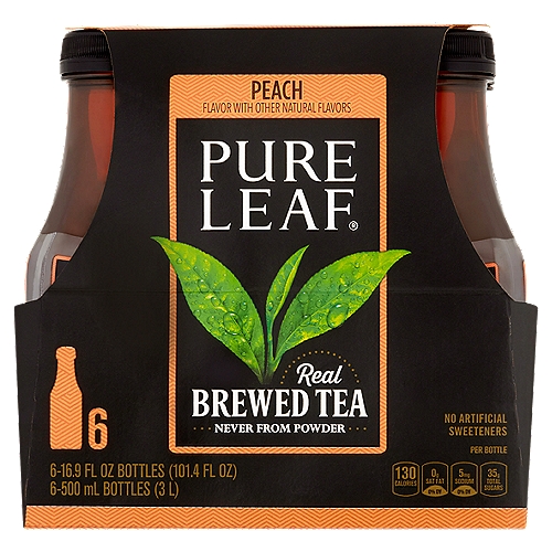 Pure Leaf Peach Real Brewed Tea, 16.9 fl oz, 6 count