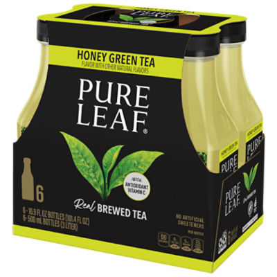 Pure Leaf Real Brewed Tea, Honey Green Tea, 16.9 Fl Oz, 6 Count