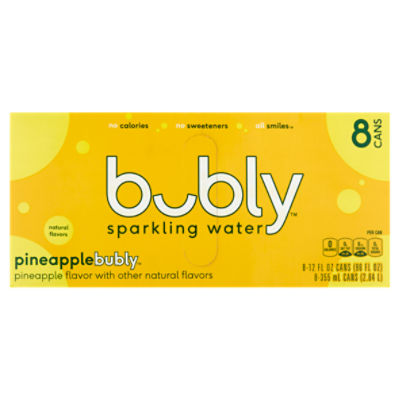 Bubly Pineapple Sparkling Water - 8 Pack Cans, 96 fl oz, 96 Fluid ounce