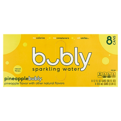 Bubly Pineapple Sparkling Water - 8 Pack Cans, 96 fl oz