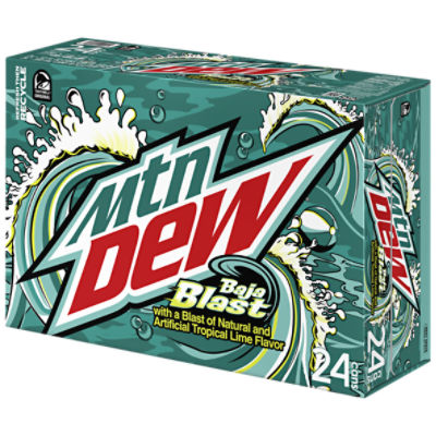 Mtn Dew Baja Blast Dew With A Blast Of Natural & Artificial Tropical Lime Flavor 12 Fl Oz, 24 Count