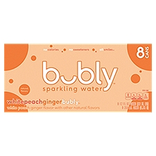 Bubly Sparkling Water White Peach Ginger, 96 Fluid ounce