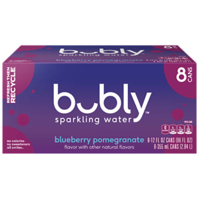 Bubly Blueberry Pomegranate Sparkling Water, 12 fl oz, 8 count The