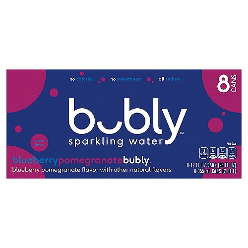 Bubly Blueberry Pomegranate Sparkling Water, 12 fl oz, 8 count
All smiles™

We're totally a thing