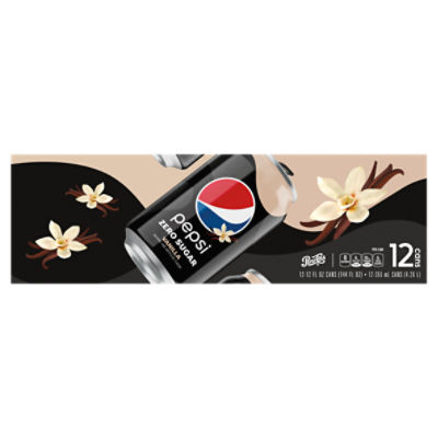 Pepsi Zero Sugar Vanilla Soda, 12 fl oz, 12 count