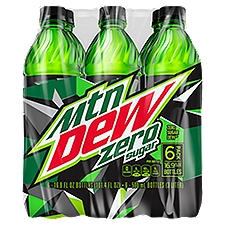 Mtn Dew Zero Sugar Soda, 16.9 fl oz, 6 count