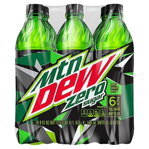 Mtn Dew Zero Sugar Soda, 16.9 fl oz, 6 count