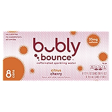 Bubly Bounce Citrus Cherry Caffeinated Sparkling Water, 12 fl oz, 8 count