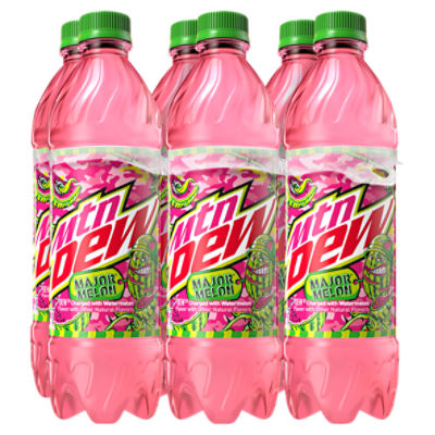 Mtn Dew Major Melon Dew Charged With Watermelon Flavor 16.9 Fl Oz 6 Count Bottles