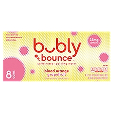 Bubly Bounce Blood Orange Grapefruit Caffeinated Sparkling Water, 12 fl oz, 8 count