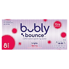 Bubly Bounce Sparkling Water, Triple Berry Caffeinated, 96 Fluid ounce