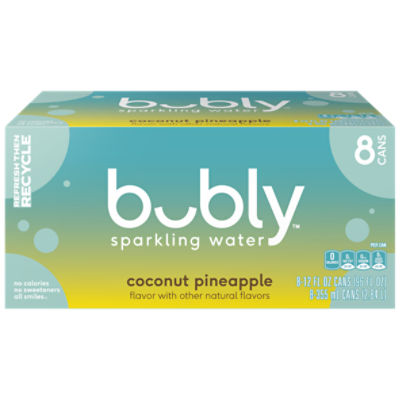 Bubly Sparkling Water, Coconut Pineapple, 12 Fl Oz, 8 Count ShopRite