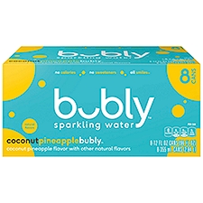 Bubly Sparkling Water Coconut Pineapple Flavor 12 Fl Oz 8 Count Can, 96 Fluid ounce