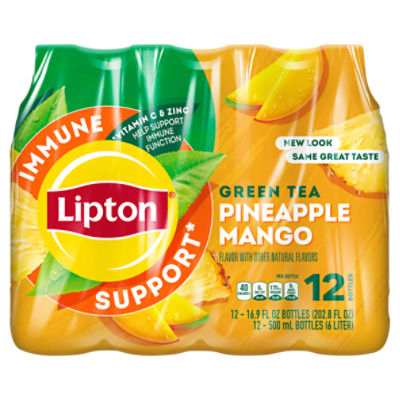 Lipton Immune Support Green Tea Pineapple Mango 16.9 Fl Oz 12 Count