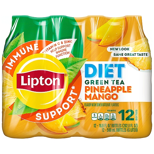 Lipton Diet Pineapple Mango Green Tea, 16.9 fl oz, 12 count
Lipton iced tea is made from the finest tea leaves in the world. It features a clean, pure taste that includes tea flavonoids and hints of fruit. 100% natural, with a clean, pure taste, Lipton iced tea pairs brilliantly with meals, parties, or breaktime, at home or on the go.