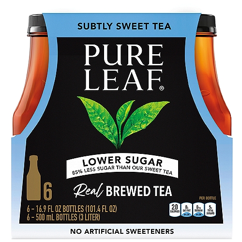 Pure Leaf Real Brewed Tea, Subtly Sweet Tea, 16.9 Fl Oz, 6 Count