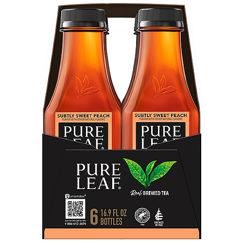 Pure Leaf Lower Sugar Subtly Sweet Peach Real Brewed Tea, 16.9 oz