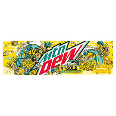 Mtn DEW Baja Gold Pineapple Soda, 12 fl oz, 12 count