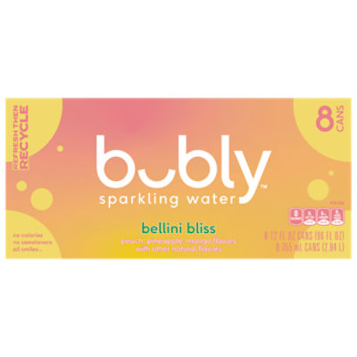 Bubly Sparkling Water, Bellini Bliss, 12 Fl Oz, 8 Count ShopRite