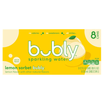 Bubly Sparkling Water Lemon Sorbet Lemon 12 Fl Oz 8 Count