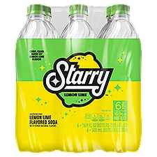 Starry Lemon Lime Flavored Soda, 500 ml, 6 count