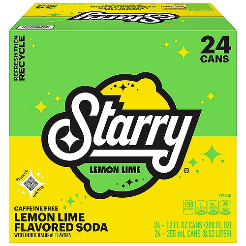Starry Soda, Lemon Lime 12 Fl Oz, 24 Count