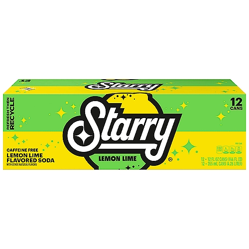 Starry Soda, Lemon Lime, 12 Fl Oz, 12 Count