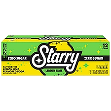 Starry Zero Sugar Lemon Lime Flavored Soda, 12 fl oz, 12 count