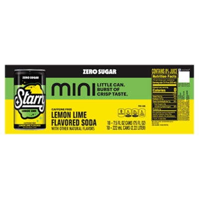 Starry Zero Sugar Mini Lemon Lime Flavored Soda, 7.5 fl oz, 10 count