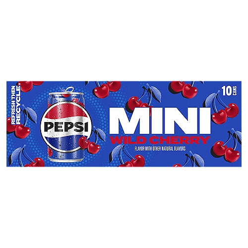 Pepsi Mini Wild Cherry Soda, 7.5 fl oz, 10 count