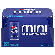 Pepsi Real Sugar Soda Cola 7.5 Fl Oz 6 Count, Paperboard